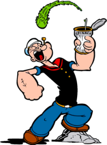 popeye eats an iron infusion in the form of spinach